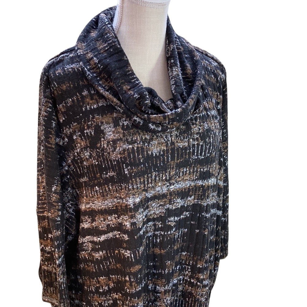 I.N. Studio Light Weight Cowl Neck Black, Tan, White Sweater